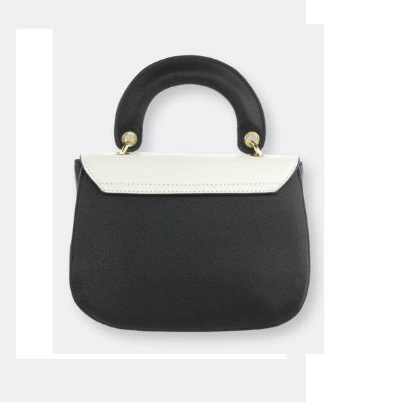 OLIVIA MILLER Women's Adelaide Satchel Top Handled Handbag In Black White - Picture 3 of 3